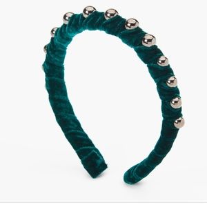 SILVER EMBELLISHED GREEN WRAPPED HEADBAND